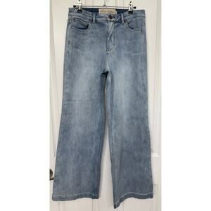 Soft Surroundings Denim Jeans Blue Light wash Wide Leg Cotton Blend size 6